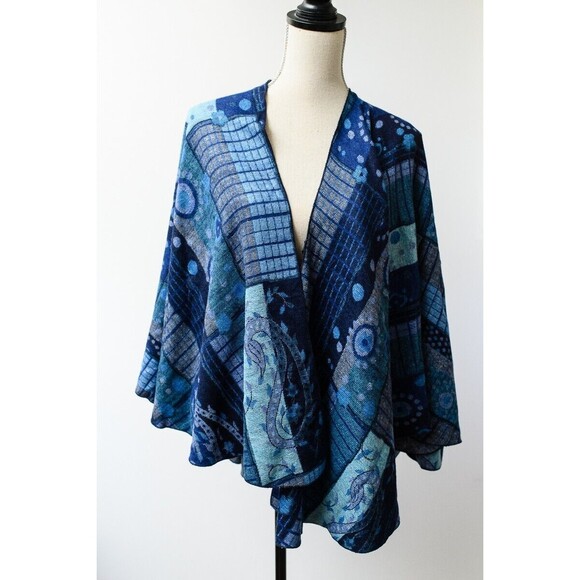 Cashmere blue womens cape shawl o/s casual office Soft cozy - Picture 1 of 5